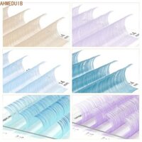 Ahmeduib 12 hàng / bộ Lông mi giả đầy màu sắc, C / D 8-14mm Lông mi màu riêng lẻ, Mô phỏng Trang điểm giả lông chồn Lông mi giả mở rộng hàng ngày