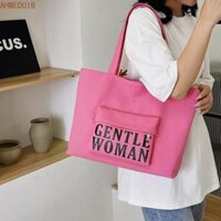 Ahmeduib Letter Gentlewoman Túi xách, Túi vải Polyester nhẹ nhàng dung tích lớn, Mua sắm Túi đeo vai sơn màu kẹo di động hàng ngày