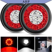 Ahp 1 Cặp 4 "Xe Tải Tròn Trailer Led Đuôi Dừng Phanh Đèn 12V 16LEDs 6000K Đèn Led Xe Kéo Màu Kép Đèn Hậu Kín