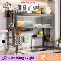 🏠️H&Rack 65-105cm kệ chén có nắp đậy- Kệ đựng bát đĩa- Kệ chén đa năng-kệ úp chén trên bồn rửa