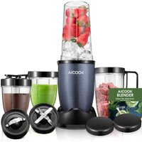 AICOOK Smoothie Blender Personal Blender for Shakes and Smoothies Bullet Blender Meat Chopper Coffee Grinder Food Processor Combo with 4 Cups 780W