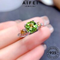 Aifei JEWELLY Vuông Nguyên Bản Nhẫn Nữ Ngọc Lục Bảo Bạc 925 Retro R2386