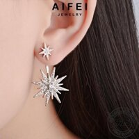 AIFEI JEWELRY bản phụ cương kim 925 quốc xỏ hàn nguyên trang tròn sức khuyên moissanite nữ thời tai sao ngôi bạc tua vành bông kiện thật Thời E515