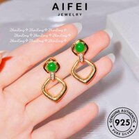 AIFEI JEWELRY ngọc bông thời khuyên hàn thật bảo tua tai vành nữ lục bạc trang học phụ sức tròn nguyên hình Thời xỏ bản kiện 925 quốc E997