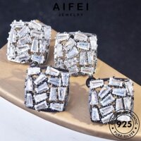 AIFEI JEWELRY vuông nguyên quốc bản thật Thời bông cột moissanite nữ cương xỏ trang tua tai tròn kiện 925 thời vành hàn sức kim phụ khuyên bạc E1090