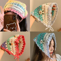 Aijolen Dệt Kim Hoa Tam Giác Khăn Ngọt Ngào Cô Gái Đầu Đi Biển Kỳ Nghỉ Ảnh Băng Đô Thời Trang Phụ Kiện Tóc