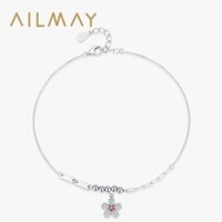 Ailmay 100% Thật Bạc 925 Thanh Lịch Lãng Mạn Hồng Zircon Hoa Liên Kết Vòng Tay Cho Nữ Cưới Đính Hôn Trang Sức