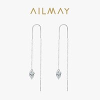 Ailmay Bạc 925 Hợp Thời Trang Giọt Nước Zirconia Dây Xích Dài Tua Rua Tòn Ten Bông Tai Nữ Bé Gái Dự Tiệc Phụ Kiện Trang Sức