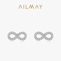 Ailmay Bạc 925 Tình Yêu Vô Hạn Trong Suốt Bông Tai Zircon Cho Nữ Tuyên Bố Cưới Trang Sức Bạc Mỹ