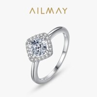 Ailmay Sang Trọng Đệm Vuông Cắt Ngón Tay Nhẫn Bạc 925 Nhẫn Zirconia Dành Cho Nữ