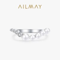 Ailmay Sterling Bạc Thanh Lịch Giọt Nước Vỏ Ngọc Trai Nhẫn Zirconia Cho Nữ Trang Sức