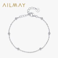 Ailmay Thời Trang Bạc 925 Hạt Dây Xích Vòng Tay Cho Nữ Kỷ Niệm Có Thể Điều Chỉnh Dây Xích Vòng Tay Trang Sức Mỹ