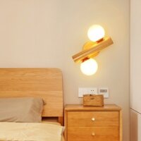AIMI Đèn Tường Bằng Gỗ Cổ Điển Có Tấm Che Đèn Thủy Tinh Có Thể Xoay Được Đèn Trang Trí Nhà Thích Hợp Cho Phòng Khách Phòng Ngủ Nhà Hàng