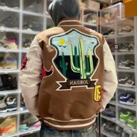 Air Jordan X Travis Scott Nam Nữ Chắp Vá Màu Chặn Thêu Logo Thể Thao Áo Khoác Bóng Chày Thường Ngày