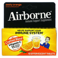 AirBorne Immune Support Supplement Zesty Orange 10 Effervescent Tablets