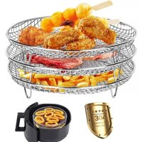 Airfryer Accessories Three-tier Round Grill Steaming Rack Stainless Steel 8 Inch Stackable Rack Dehydration Rack