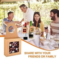 Airpeccutin 30 Chiếc Hộp Chai Rượu Kraft Có Cửa Sổ Treo Có Thể Gập Lại Bền Giấy Kraft Hộp Quà Tặng Trang Trí Tiệc Cưới Tiếp Liệu EN