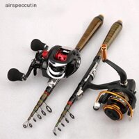 Airspecutin 1.2m-2.4m Di Động Mini Kính Thiên Văn Cần Câu Cá Quay Bay Cá Chép Câu Cá Sợi Carbon Rock Du Lịch Jig Rod EN