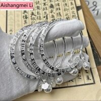 [Aishang Trang Sức Đẹp] Bạc Nguyên Chất 9999 Sterling Bạc Từ Tốt Lành Vòng Tay Bạc Cung Điện Chuông Đũa Vòng Tay Nữ Chắc Chắn Mở Sáng Tính Khí Sang Trọng Phong Cách Trẻ Trung