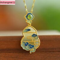 [Aishang Trang Sức Đẹp] Bầu Đá Tự Nhiên Không Có Thương Hiệu Vòng Cổ Ánh Sáng Sang Trọng Bạc S925 Phương Pháp Cổ Điển Đốt Xanh Mặt Dây Chuyền Đám Mây Tốt Lành Trang Sức Trung Quốc