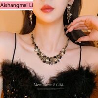 [Aishang Trang Sức Đẹp] Vòng Cổ Kim Cương Đen Ánh Sáng Sang Trọng Niche Cao Cấp Retro Xương Đòn Dây Chuyền Bán Chạy Phụ Kiện Vòng Cổ Sang Trọng