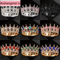 [Aishang Trang sức đẹp] Vương miện cô dâu đính đá Quà tặng Giáng sinh Vương miện công chúa Váy cưới Vương miện Mũ đội đầu Ngày lễ Vương miện pha lê