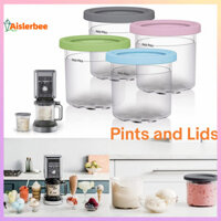 Aislerbee 2 / 4 Hộp Đựng Kem Có Nắp Thực Phẩm BPA Free Leaf Proof Lưu Trữ Có Thể Tái Sử Dụng Tủ Đông Nhựa Thực Phẩm Kem Pin Jar Cho Ninja XSKPLID2CD Máy Làm Kem