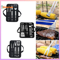 Aislerbee 20 Cái Bộ dụng cụ BBQ bằng thép không gỉ Bộ phụ kiện nướng hoàn chỉnh với thìa Kẹp nĩa để cắm trại ngoài trời Đồ dùng chịu nhiệt độ cao