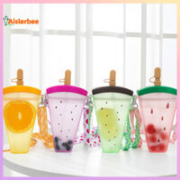 Aislerbee 320ml Dung Tích Lớn Cam Chai Nước Treo Thiết Kế Quả Dưa Hấu Dây Nhựa Ống Hút Cốc Nước Cho Mùa Hè
