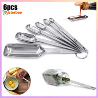 Aislerbee 6 Chiếc Cân Bằng Thép Không Gỉ Đo Vuông Gia Vị Muỗng Muỗng Dụng Cụ Nướng Bánh