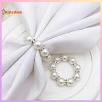 Aislerbee 6 Chiếc Ngọc Trai Giả Khăn Ăn Nhẫn Tinh Tế Màu Trắng Khăn Ăn Khóa Trang Trí Nhà Cho Đám Cưới