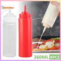Aislerbee 8 Cái 360ml Nhựa Mũi Nhọn Miệng Ketchup Salad Sốt Bóp Chai Đựng
