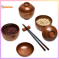 Aislerbee Bát Cơm Phong Cách Nhật Bản Có Nắp Máy Rửa Bát Hộp Đựng Thực Phẩm An Toàn Bộ Đồ Ăn Cơm Salad Súp Ăn Nhẹ Bát Gỗ Đồ Dùng Nhà Bếp