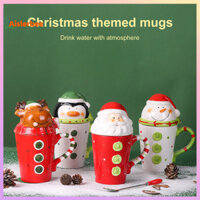Aislerbee Cây Giáng Sinh Cốc Có Nắp Cốc Cà Phê Gốm Dung Tích Lớn Cho Đồ Uống Lạnh Nóng Cây Giáng Sinh Đáng Yêu Họa Tiết Gấu Người Tuyết Đồ Uống Đa Năng Cho Người Lớn Trẻ Em