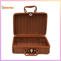 Aislerbee Vintage Mây Dệt Hộp Bảo Quản Trang Điểm Vali Đồ Lặt Vặt Hộp Sắp Xếp