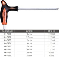 AK-7955  **  Lục giác bi có tay cầm chữ T   **  5mm  **  12/192  **  Cây