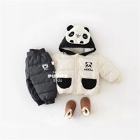 (AK211) (7-12kg) Áo khoác Gấu Panda, Gió lót nỉ chần bông, Thu Đông. (Puppy Kids)