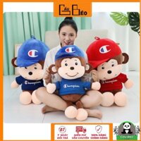 AK2312 Gấu bông anh em khỉ Champian đội mũ- Bông gòn cao cấp,vải co giãn 4 chiều siêu mềm mịn TAGL