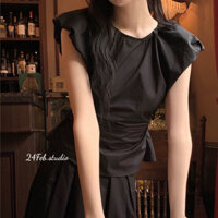 [AK40] Áo thô tay hến bồng khoét lưng phong cách ulzzang Hàn Quốc .