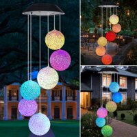 AKIWOS Small Solar Powered Color-Changing Wind Chimes, Mobile Hanging Wind Chimes Romantic Holiday Décor for Patio, Garden, Yard, Home, Party