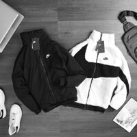 (AKN12) ÁO KHOÁC NIKE CHÍNH HÃNG 2 LỚP  LÓT LÔNG CỪU CHỐNG NƯỚC - ĐEN TRẮNG