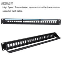 AKOASM Bảng vá dữ liệu có thể gắn 19Inch 24 cổng Giá cáp mạng CAT6 (Không bao gồm các mô-đun)