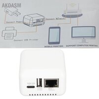 AKOASM Máy chủ in mạng USB 2.0 chia sẻ 5V LAN không dây cho Windows XP Android Linux 3.4 100‑240V