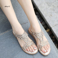 Al Xăng đan Cao Su Linh Hoạt Phong Cách Bohemian Dép Mùa Hè Đá Lấp Lánh Bohemian Sandal Dành Cho Nữ Hoàn Hảo Cho Kỳ Nghỉ Đi Biển Và Mặc Hàng Ngày