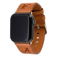 Alabama Crimson Tide Leather Watch Band Compatible with Apple Watch - 42mm/44mm M/L Tan