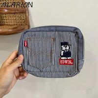 Alarion 2 Cái / bộ Túi Đựng Denim, Túi Đựng Ly Hợp Sọc Túi Trang Điểm Snoopy, Túi Xách Mỹ Phẩm Màu Xanh Đa Năng Dung Tích Lớn Cho Bé Trai