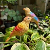 Alarion 2 Chiếc Mô Phỏng Chim Tượng, Dễ Thương Chống Thời Tiết Vườn Chim Trang Trí Cọc, Chậu Cây Trang Trí Như Thật Nhựa Thủ Công Điêu Khắc Chim Mini Sân Vườn Ngoài Trời Bãi Cỏ