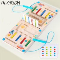 Alarion Câu đố mê cung bốn màu, Trò chơi Montessori Giáo dục sớm Huấn luyện Logic cờ vua, Giảng dạy khai sáng ngộ nghĩnh Montessori Tương tác Tập trung Trò chơi Bingo Trẻ em