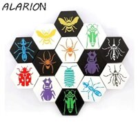 Alarion Trò chơi bảng tổ ong mới, Đồ chơi cờ vua lục giác giáo dục bằng gỗ, Đồ chơi phát triển Montessori 2 người chơi Trò chơi bàn xếp hình vui nhộn dành cho gia đình