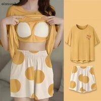 [Alasuo] Bộ đồ ngủ ngắn tay in hình trái cây chấm bi cỡ lớn tại nhà [SG]